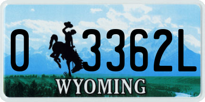 WY license plate 03362L