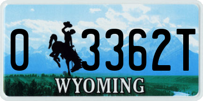 WY license plate 03362T
