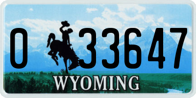 WY license plate 033647