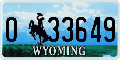 WY license plate 033649