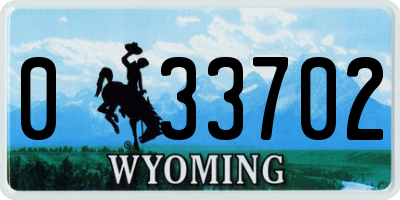 WY license plate 033702