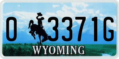 WY license plate 03371G