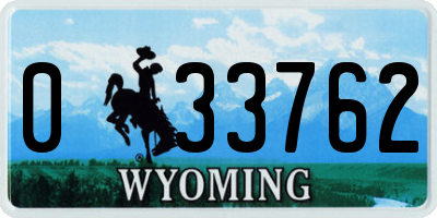 WY license plate 033762