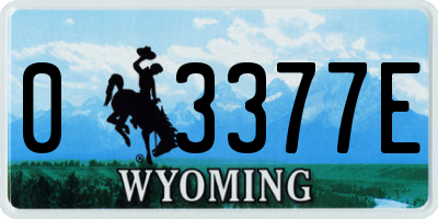 WY license plate 03377E