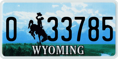 WY license plate 033785