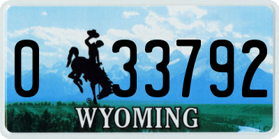 WY license plate 033792