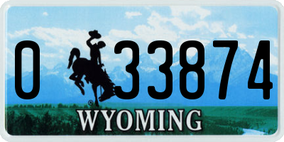 WY license plate 033874