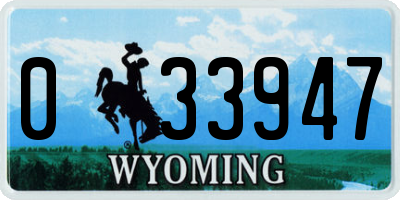 WY license plate 033947