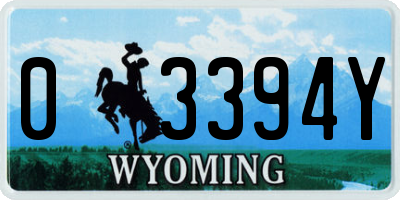 WY license plate 03394Y