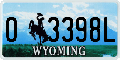 WY license plate 03398L