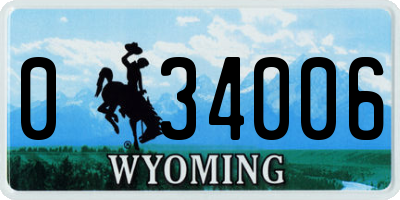 WY license plate 034006