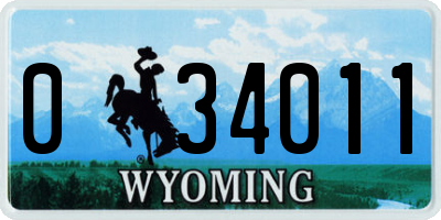 WY license plate 034011