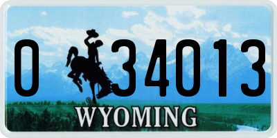 WY license plate 034013