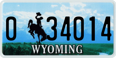 WY license plate 034014