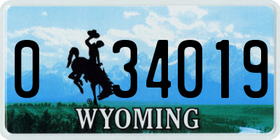 WY license plate 034019