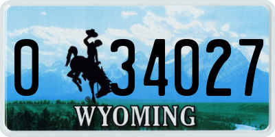 WY license plate 034027