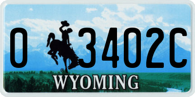 WY license plate 03402C
