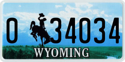 WY license plate 034034