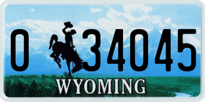 WY license plate 034045