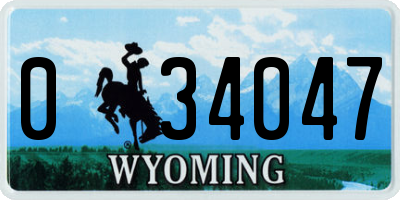WY license plate 034047
