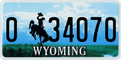 WY license plate 034070