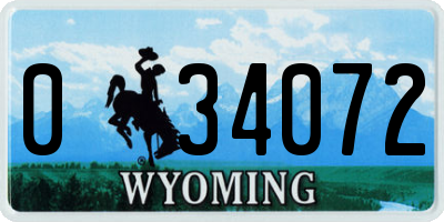 WY license plate 034072