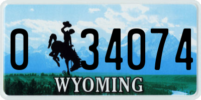 WY license plate 034074