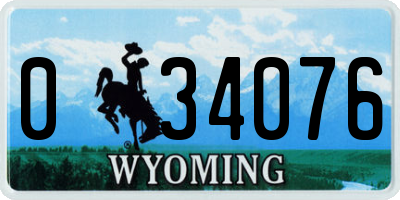 WY license plate 034076