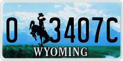 WY license plate 03407C