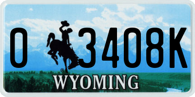 WY license plate 03408K
