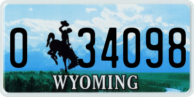 WY license plate 034098