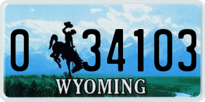 WY license plate 034103