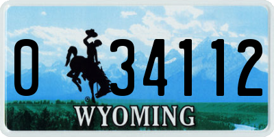 WY license plate 034112