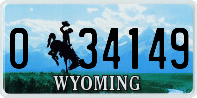 WY license plate 034149
