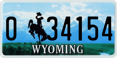 WY license plate 034154