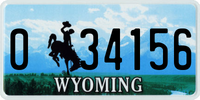 WY license plate 034156