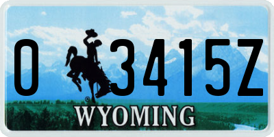 WY license plate 03415Z