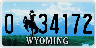 WY license plate 034172