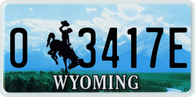 WY license plate 03417E