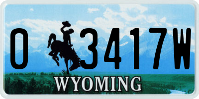 WY license plate 03417W