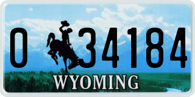 WY license plate 034184