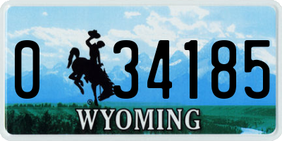 WY license plate 034185