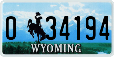 WY license plate 034194