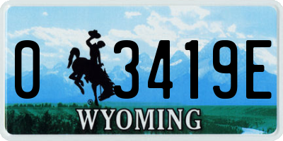 WY license plate 03419E