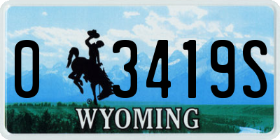 WY license plate 03419S