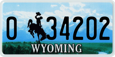 WY license plate 034202
