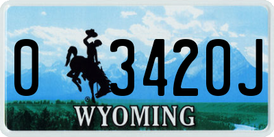 WY license plate 03420J