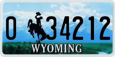 WY license plate 034212