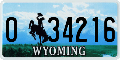 WY license plate 034216