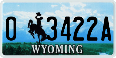 WY license plate 03422A